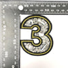 PC4192C - Stone Studded Number Three Diamante (Iron On)