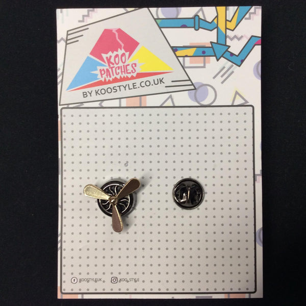 MP0231B - Black Gold Propeller Aeroplane Front Metal Pin Badge