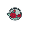 PC2710 - Red Rose Stone Round Badge (Iron On)