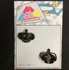 MP0210 - Dark Silver Black 3D Crown Metal Pin Badge