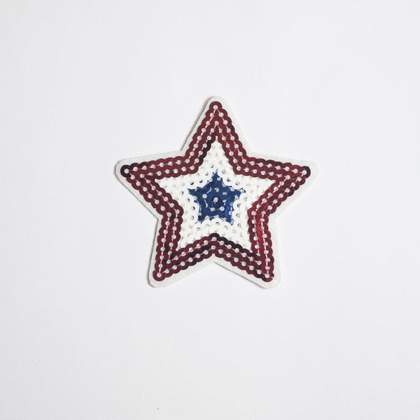 PC2094 - Sequin Star Red Blue White (Iron On)