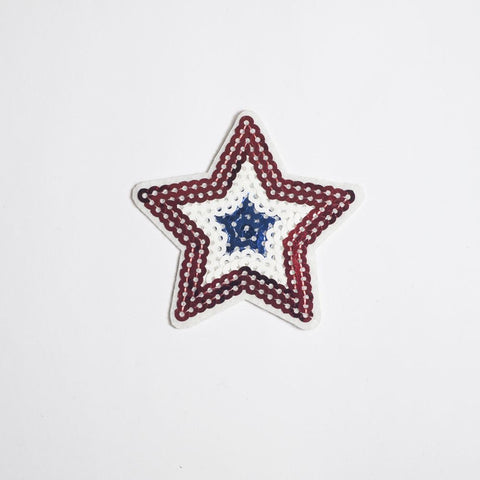 PC2094 - Sequin Star Red Blue White (Iron On)