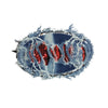 PC2936 - Denim Oval Red Blue Ripped (Sew On)