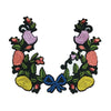 PC2985 - Half Multi Colour Flower Wreath with Ribbon Bow (Iron on)