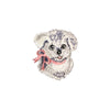 PC3884 - Cute Grey Puppy Dog Pink Ribbon (Iron On)