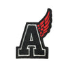 PC3421 - Black Red Letter A Wing (Iron On)