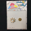 MP0239 - Gold Crystal Crown Steering Wheel Boat Ship Metal Pin Badge