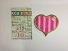 PS1671 - Stripy Pink Heart Golden Lines (Iron on)