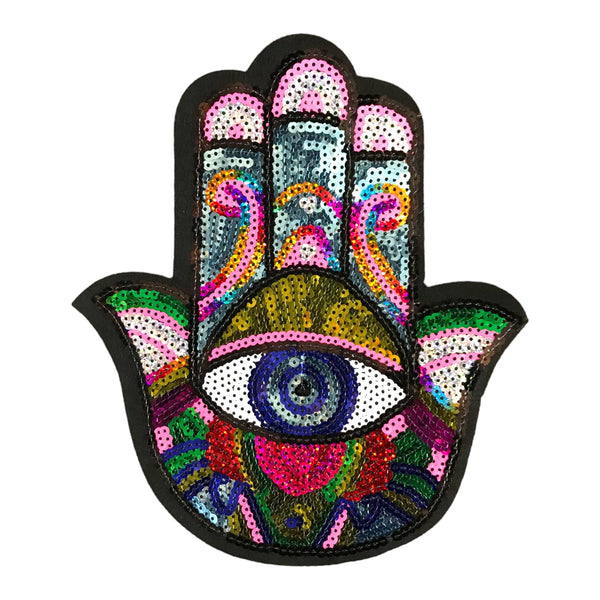 PC4226 - Sequin Hand with Blue Eye L (Iron on)