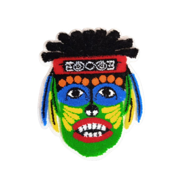 PC4195B - Green Velvet Tribal Pattern Mask (Iron on)