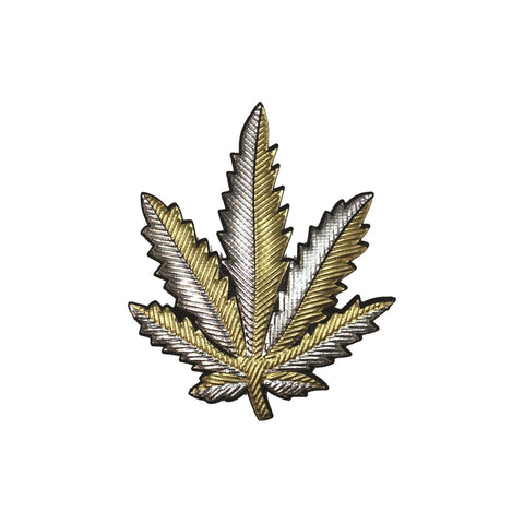 PC3127A - Metallic Silver Gold Weed Plant (Iron On)