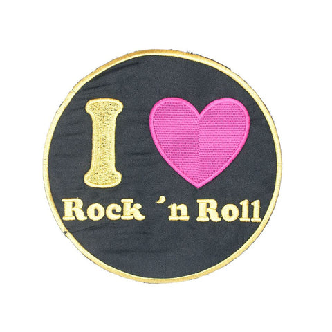 PC2777 - I love Rock n Roll Round Badge L (Iron On)