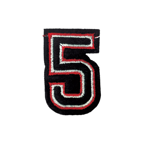PC3687E - Black And Red Number Five (Iron On)