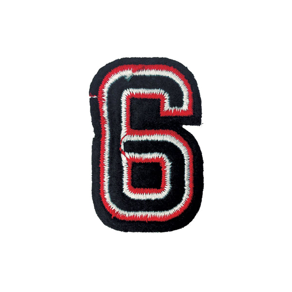 PC3687F - Black And Red Number Six (Iron On)