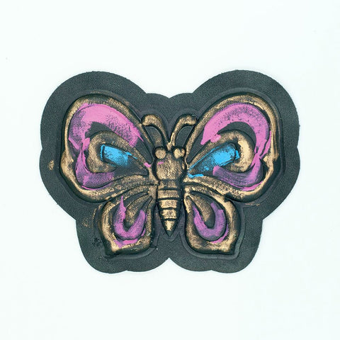 PC2578B - Pink Butterfly PVC Leather M (Iron On)