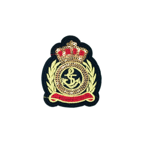 PC2649 - Golden Anchor Shield Badge (Iron On)