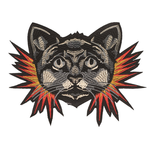 PC2331 - XL Cat head with Fire (Iron on)