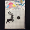 MP0278 - Dark Silver Jumping Reindeer Metal Pin Badge