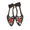 PC2327 - Fancy detailed flower decorated Black shoes with ribbon (Sew on)