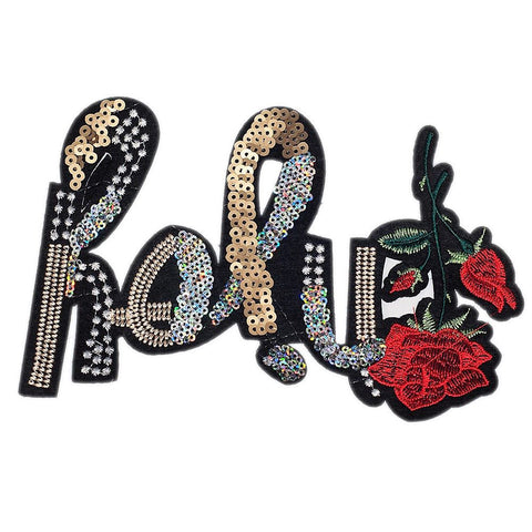 PC2474 - Sequin Flower Holy Text Effect (Iron On)