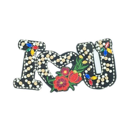 PC2517 - I love You Flower Pearl Stone L (Sew On)
