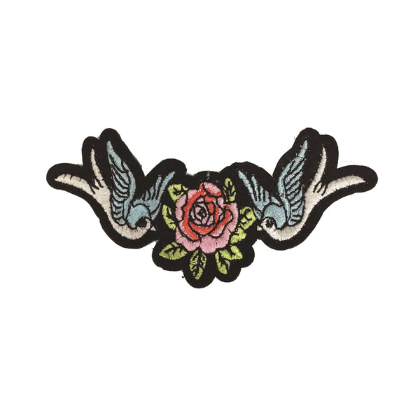 PC3091 - Double Blue Bird Rose (Iron On)