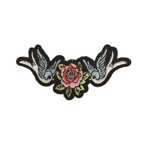 PC3091 - Double Blue Bird Rose (Iron On)