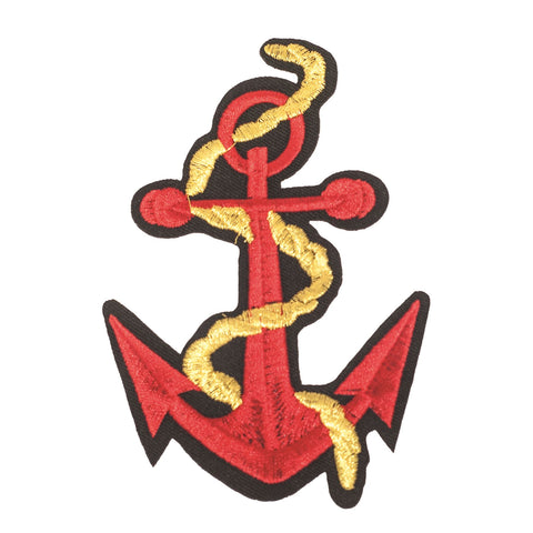 PC2342 - Red Anchor with Gold lines medium (Iron on)