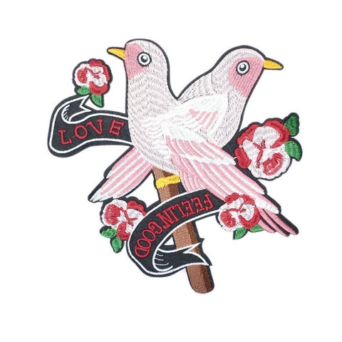 PC2767 - Pink Two Bird Love Feeling Good L (Iron On)