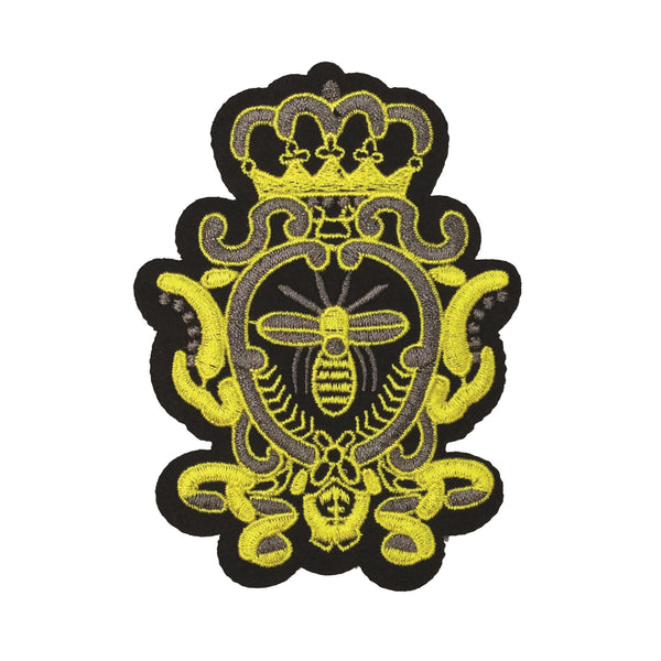 PC3108 - Yellow Bee Crown Badge (Iron On)