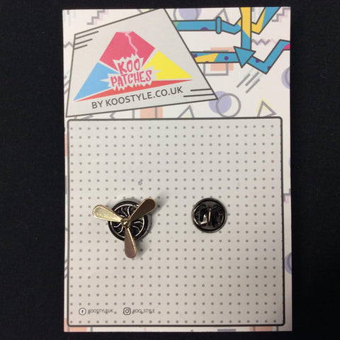 MP0231B - Black Gold Propeller Aeroplane Front Metal Pin Badge
