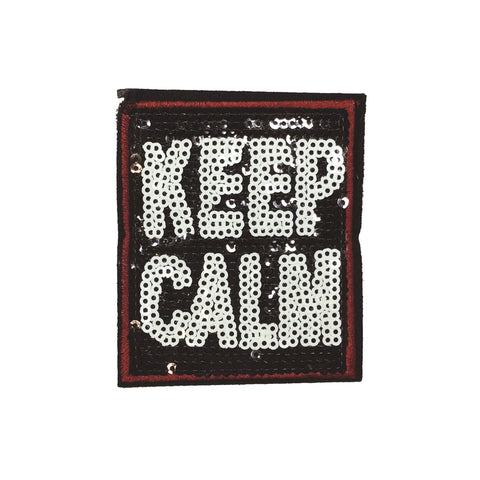 PC2406A - Sequin Text Keep Calm Red (Iron On)