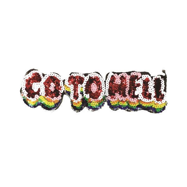 PC3082 - Sequin Go To Hell Text (Iron On)
