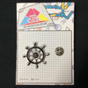 MP0264 - Silver Crown Steering Wheel Boat Ship Metal Pin Badge