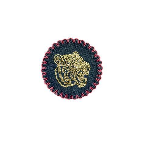 PC2760 - Golden Red Round Panther Head (Iron On)