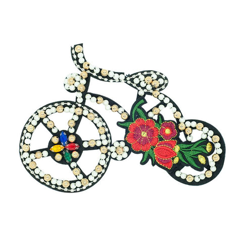 PC2513 - Pearl Stone Flower Bike L (Sew On)