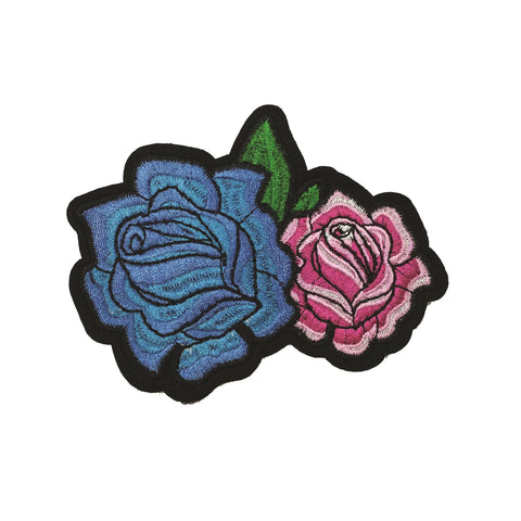 PC3116 - Double Rose Pink Blue L (Iron On)