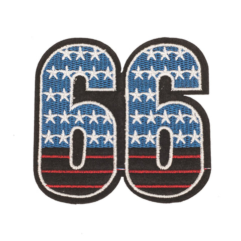 PC2304 - Number 66 American style star (Iron on)