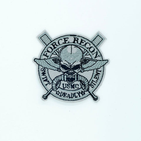 PC2540 - Force Recon Gray Skull Badge (Iron On)
