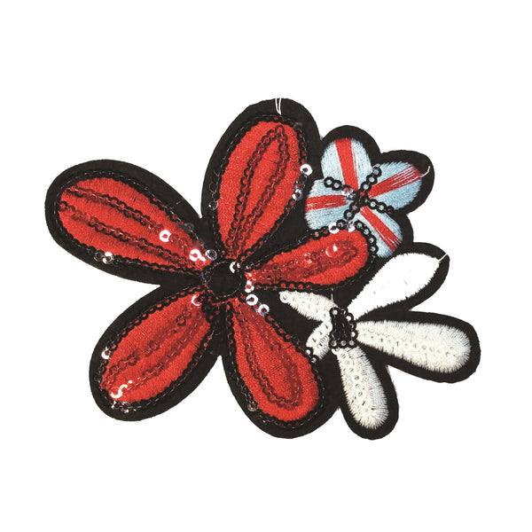 PC2465B - Sequin Red Flower (Iron On)