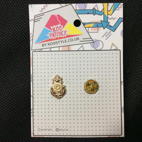 MP0181 - Gold Anchor Sail Boat Ship Metal Pin Badge