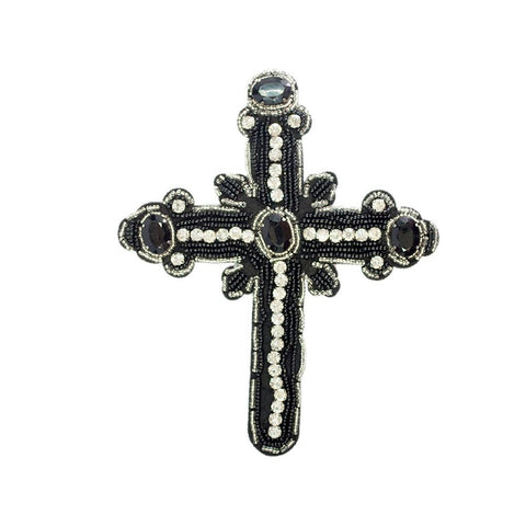 PC2838 - Black Stoned Cross XL (Sew On)
