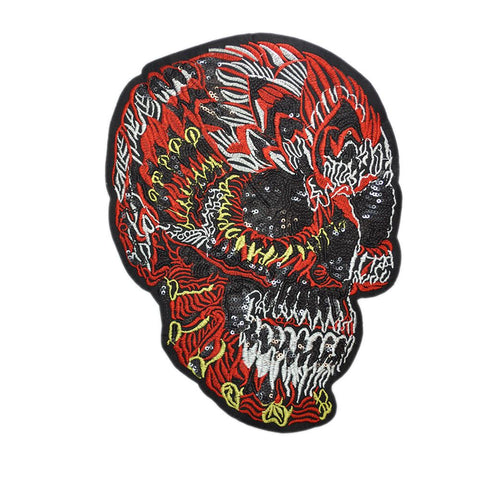 PC2773 - Sequin Fire Skull XL (Sew On)