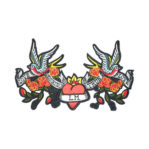 PC2796 - Love Birds Heart LM L (Sew On)