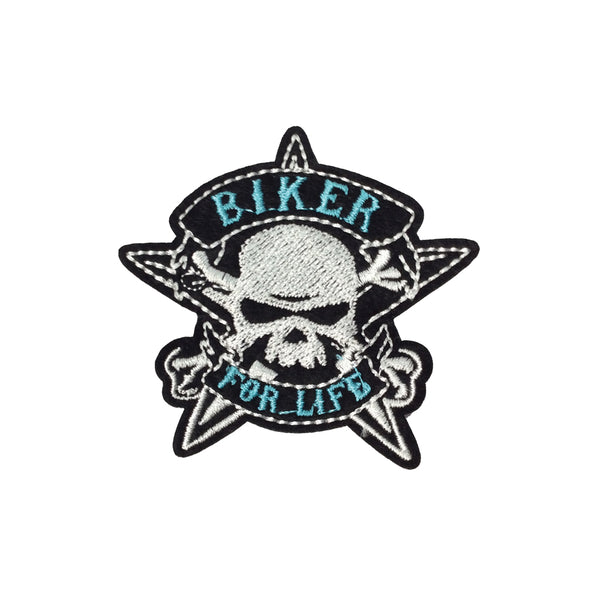 PC3678 - Biker For Life Skull (Iron On)