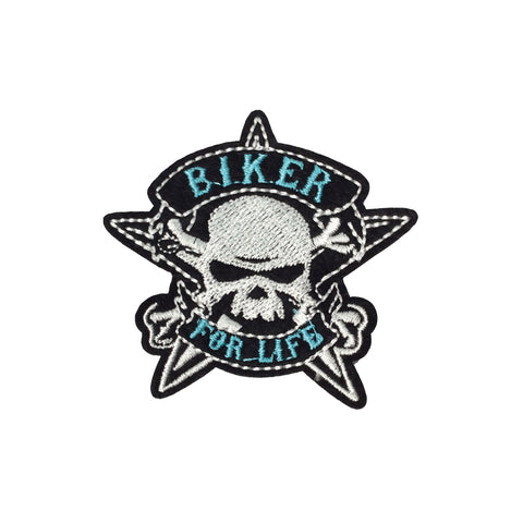 PC3678 - Biker For Life Skull (Iron On)