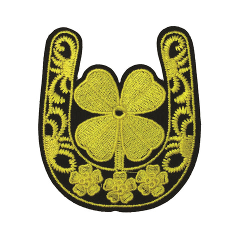 PC3105 - Yellow Lucky Clover Horseshoe (Iron On)