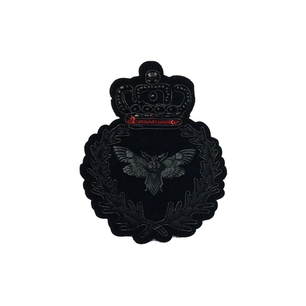 PC4165B - Black Bee Crown Crest (Sew On)