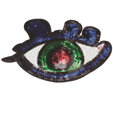 PC2285 -Sequin Green Blue Eye with tears XL (Sew on)