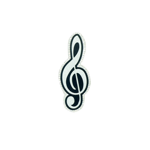 PC2688 - Silver Stone Music Note (Iron On)